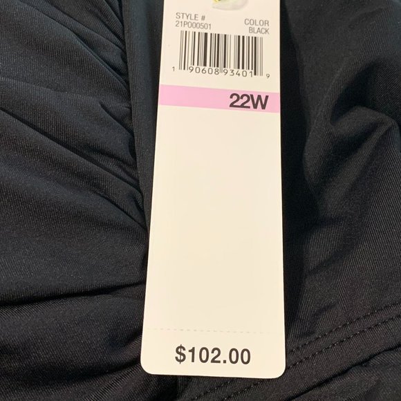 Anne Cole Plus Size Twist Front Shirred Bandeau One Piece Swimsuit Black 22W - Picture 6 of 7